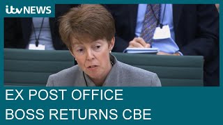 Former Post Office boss hands back CBE as mass exonerations considered  ITV News [upl. by Oynotna]