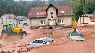 Czech Republic and Poland Went Underwater Flash flood swept away cars and submerged houses Europe [upl. by Boswall]