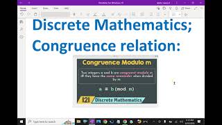 Discrete Mathematics    Congruence relation   132 discretemathematics congruencerelation [upl. by Doner]