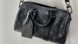 LOUIS VUITTON KEEPALL 25  REVERSE CANVAS  REVIEW [upl. by Kinch]