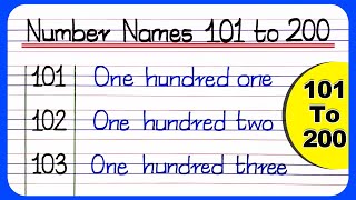 Number Names 100 to 200  Numbers In Words 101 To 200 In English  101 to 200 number names [upl. by Lynna]