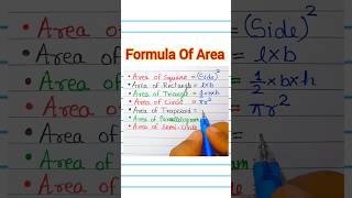 Formula of area Basic geometry Formula Basic Math YouTube shorts [upl. by Alebasi]