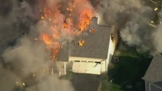 Violent explosion Fire causes house to explode in New Hampshire [upl. by Barret]