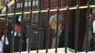 Theresa May leaves Finsbury Park Mosque in London [upl. by Lough]