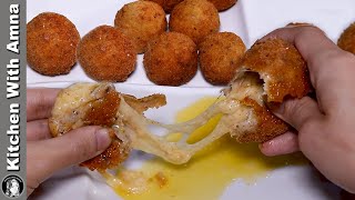 Chicken Kiev Balls Recipe Cheesy and Buttery  Chicken Cheese Balls  Kitchen With Amna [upl. by Neimad]