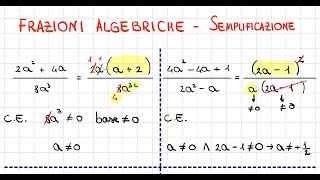 Frazioni algebriche  semplificazione e condizioni di esistenza [upl. by Nylirrehs]