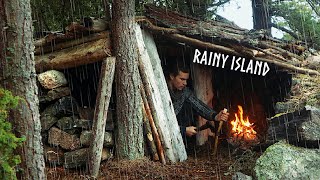 RAINY ISLAND SHELTER Camping in Relaxing Rain amp Wind full version [upl. by Aikemaj465]