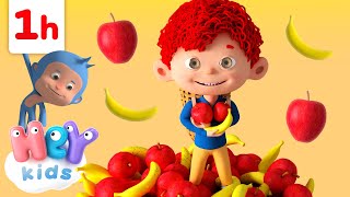 Apples and Bananas and More Kids Songs  ONE HOUR  HeyKids Nursery Rhymes [upl. by Ynitsed]