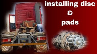 installing disc brake  and pads  mercedes Actros [upl. by Kristen]