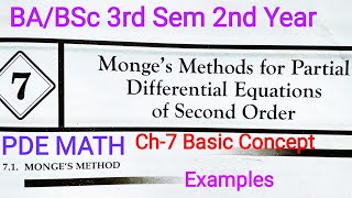 Chapter7 Monges Method For PDE Of Second Order BaBSc 2nd year 3rd SemesterBasic ConceptPDE Math [upl. by Akcir]