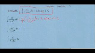 Integrales inmediatas 07 arcotangente [upl. by Tannenwald421]