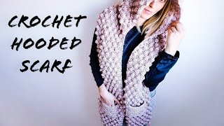 How to Crochet Scarf with hood  shawl  Bobble stitch [upl. by Caroline33]