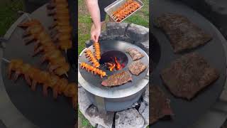 ASMR Sizzle Surf amp Turf Fajitas  Over The Fire Cooking by Derek Wolf [upl. by Veats]