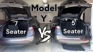 Tesla Model Y 3rd Row Seat Cargo Room And Feature Differences To The 5 Seat  Is It Worth The Cost [upl. by Uolymme]