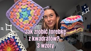 Jak zrobić torebkę z kwadratów  ✨tutorial✨  3 wzory  splot tunezyjski [upl. by Alilad]