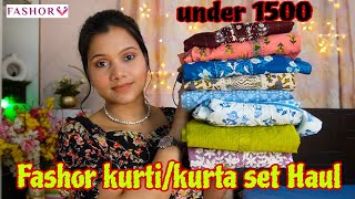 💕FASHOR kurtikurta set Haul under 1500💕 cotton kurti kurta set Haul💕my dream project💕 [upl. by Ylac]