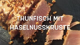 Thunfischsteaks mit Haselnusskruste vom Salzblock  Salzplanke  vom Grill [upl. by Borlow]