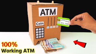 How to make a Simple ATM machine  Card board easy atm machine  Mini working Atm [upl. by Htebi]