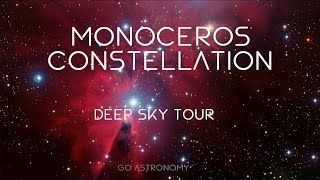 Monoceros Constellation Deep Sky Tour Nebulae amp Star Clusters [upl. by Kerred]