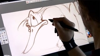 Drawing a cartoon on the Wacom Cintiq 22HD Digital art [upl. by Ellivro]