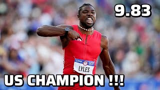 Noah Lyles win the us trials in 983  Mens 100m final us Olympic trials [upl. by Nnylamme]