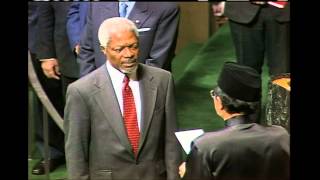 Kofi Annan Ghana is appointed as the seventh SecretaryGeneral of the United Nations [upl. by Stoneham]