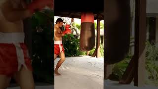 MUAY THAI EXPLOSIVE HEAVY BAG TRAINING shorts [upl. by Aryhs]