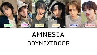 BOYNEXTDOOR  AMNESIA  LYRICS COLOR CODED [upl. by Herrle914]