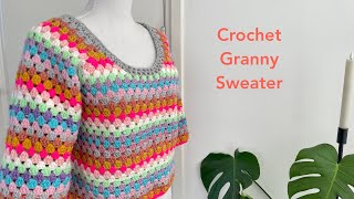 Crochet granny sweater  Scrap yarn Jumper Ivy  crochet granny sweater [upl. by Joseito]