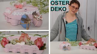 Deko zu Ostern Blumendeko selber machen aus Eierkartons  Upcycling DIY [upl. by Elleyoj25]