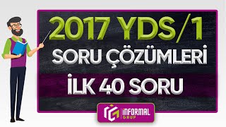 2017 YDS1 İngilizce Soruları ve Çözümleri  PART 1  İlk 40 Soru [upl. by Bahner]