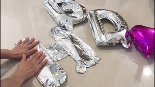 How to deflate foil balloon สอนเอาลมออกจากลูกโป่งฟอยล์ง่ายๆค่ะ [upl. by Pammy]