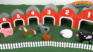 Teach Toddlers Farm Animal Names with Stackable Toy Barns [upl. by Hguh]