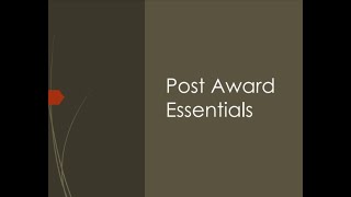 Post Award Essentials [upl. by Timothea61]