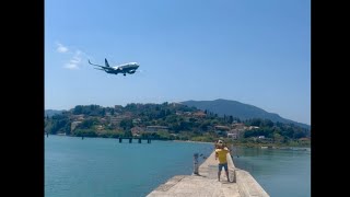 Corfu Airport Closeup landing [upl. by Oynotna]