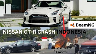 NISSAN GTR CRASH INDONESIA  RECREATION  BeamNGDrive beamng [upl. by Aleehs]