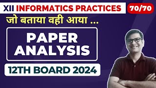 PAPER ANALYSIS  QUESTION PAPER SOLUTION IP Class 12  CBSE 2024 [upl. by Ennyletak]