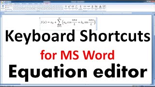 How to use MS Word Equation editor to write Mathematical equationexpression using Keyboard shortcut [upl. by Eimat574]