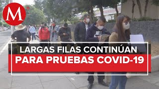 Largas filas para pruebas covid19 en módulos públicos en la CDMX [upl. by Maclean]