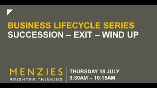 Business Lifecycle Series Succession Exit and Wind Up [upl. by Aehsal80]