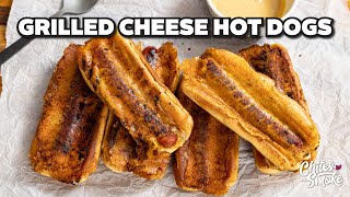 Grilled Cheese Hot Dogs are INSANE  Weber Slate Griddle [upl. by Asihtal]