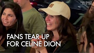 MOMENT Fans tear up while watching Celine Dion at Olympics opening ceremony [upl. by Andrew]