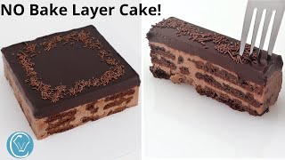 NO Bake Chocolate Layer Cake Dessert Recipe EGGLESS 10 minute assembly NO Cook NO Oven Birthday Cake [upl. by Hyland]