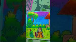 village artwith pastel colour youtube shortviral village art♥️♥️🌸 [upl. by Erlina]