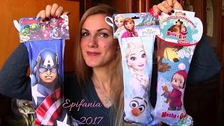 UNBOXING CALZE DELLA BEFANA SPECIALE ASSAGGI EPIFANIA  FROZENMASHA E ORSOAVENGERS SUPER SORPRESE [upl. by Ahseined]