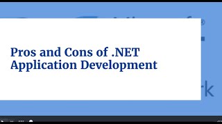 Pros and Cons of NET Application Development [upl. by Tada]