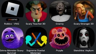 Roblox Scary Teacher 3D Granny Scary Stranger 3D Grimace Monster Supreme DuelistPurple Monster [upl. by Solitta]