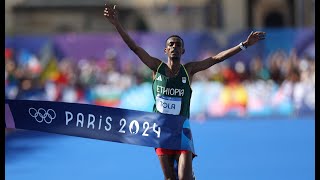 Ethiopias Tamirat Tola wins the Olympics Marathon in Paris 2024 [upl. by Ardnait]