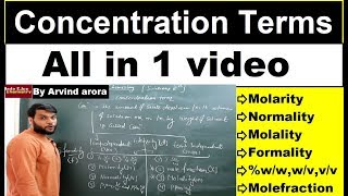 Revise All Concentration Terms in 1 Video MolarityMolalityNormalityFormalitywwwvvv etc [upl. by Notgnilliw]