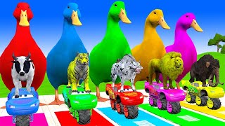 Paint amp Animals DuckGorillaLionElephantCowSheep Fountain Crossing Transformation Animal Cartoon [upl. by Okihsoy559]